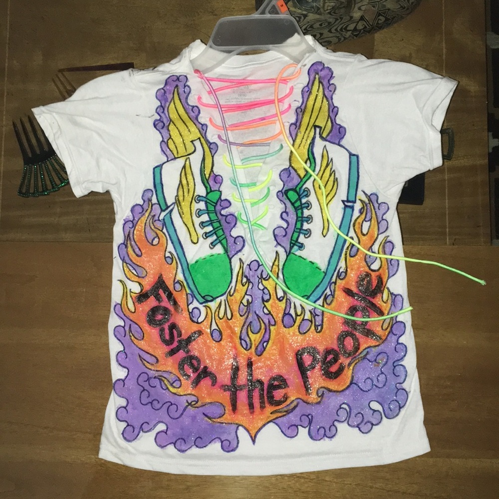 “Foster the People” rainbow lace tee shirt